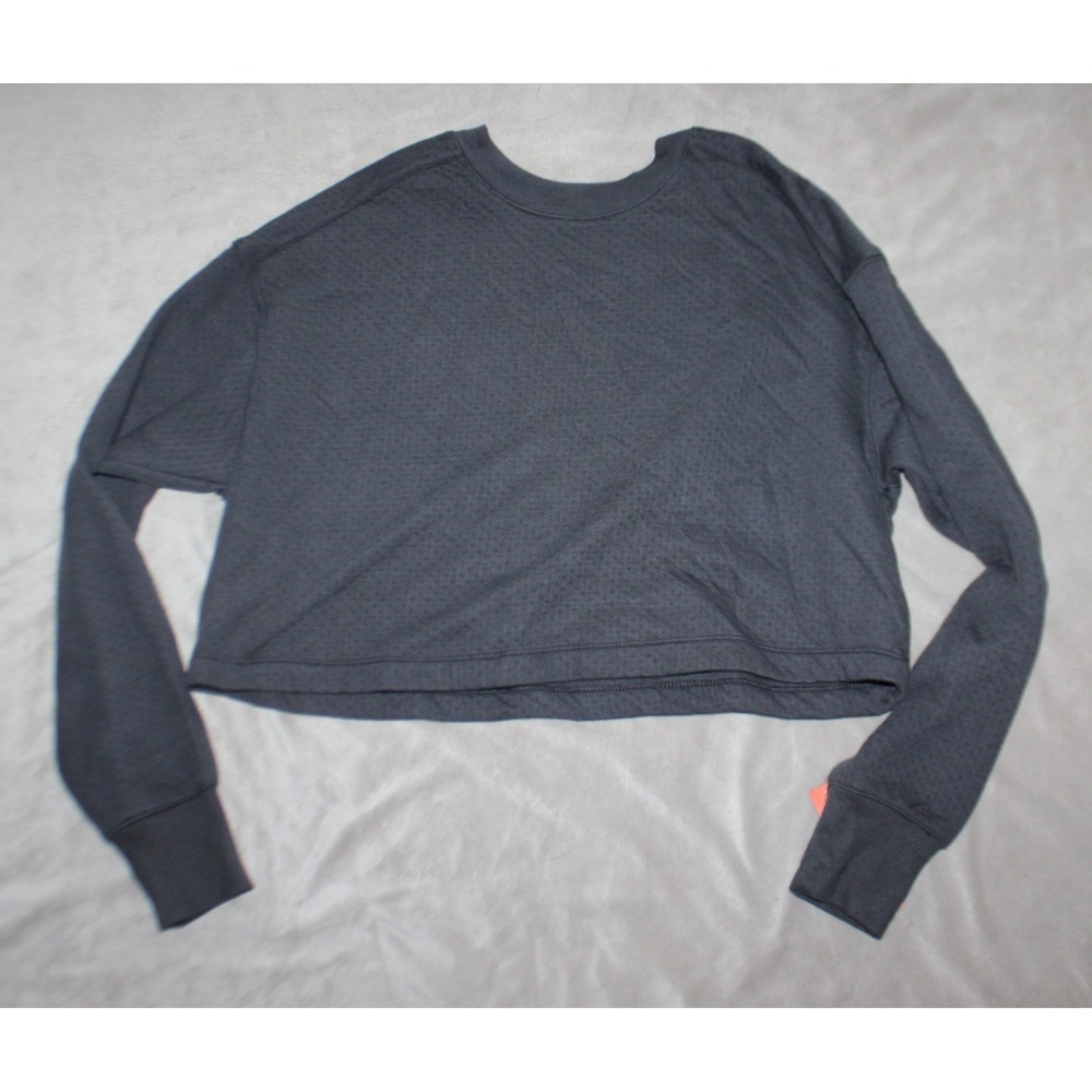Colsie XS Lounge Sweatshirt Crop Comfy Long Sleeve Top Dark Gray Crew Style